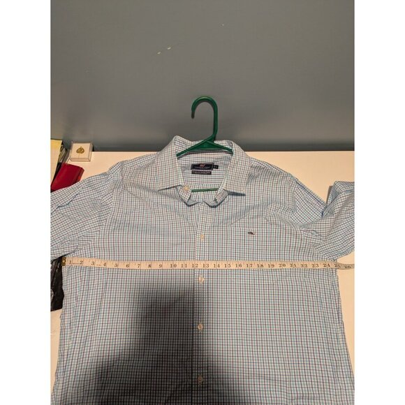 Vineyard Vines Whale Blue Check Button Long Sleeve Cotton Size Large - Picture 7 of 8